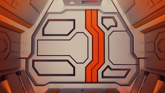 真实感科幻飞船舱门的三维绘制照片