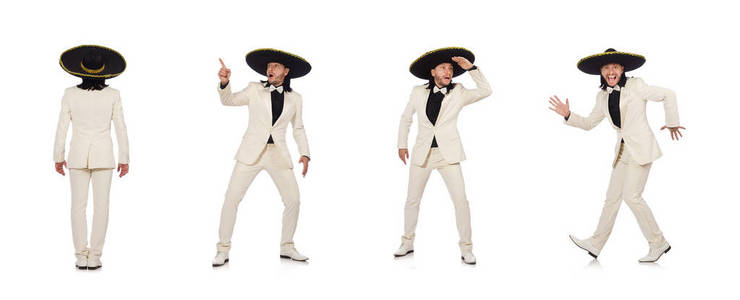 有趣的墨西哥西服和白色隔离帽图片