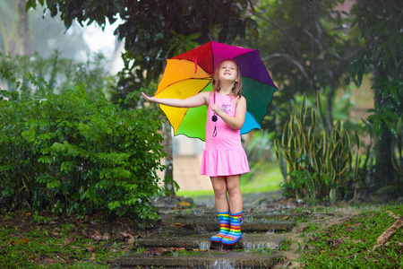 打伞的小女孩雨中图片