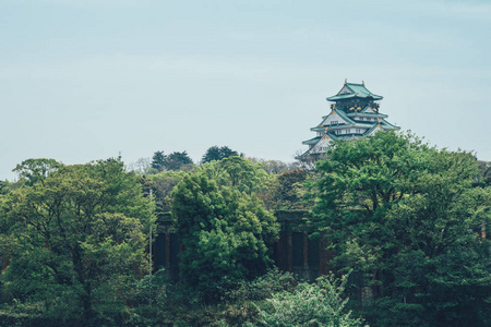 日本大阪城堡的远景图片