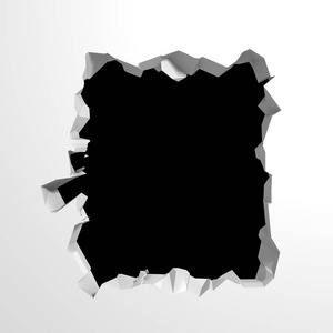黑暗的破坏在白石墙上裂了个洞照片