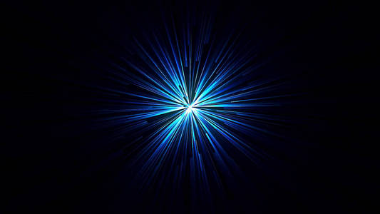 抽象的蓝色光球,在黑色背景上旋转激光,无缝循环.