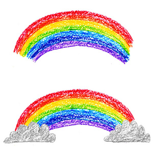 铅笔怎么画云彩色彩虹与云在白色的背景上画铅笔水彩画插图幼儿园.
