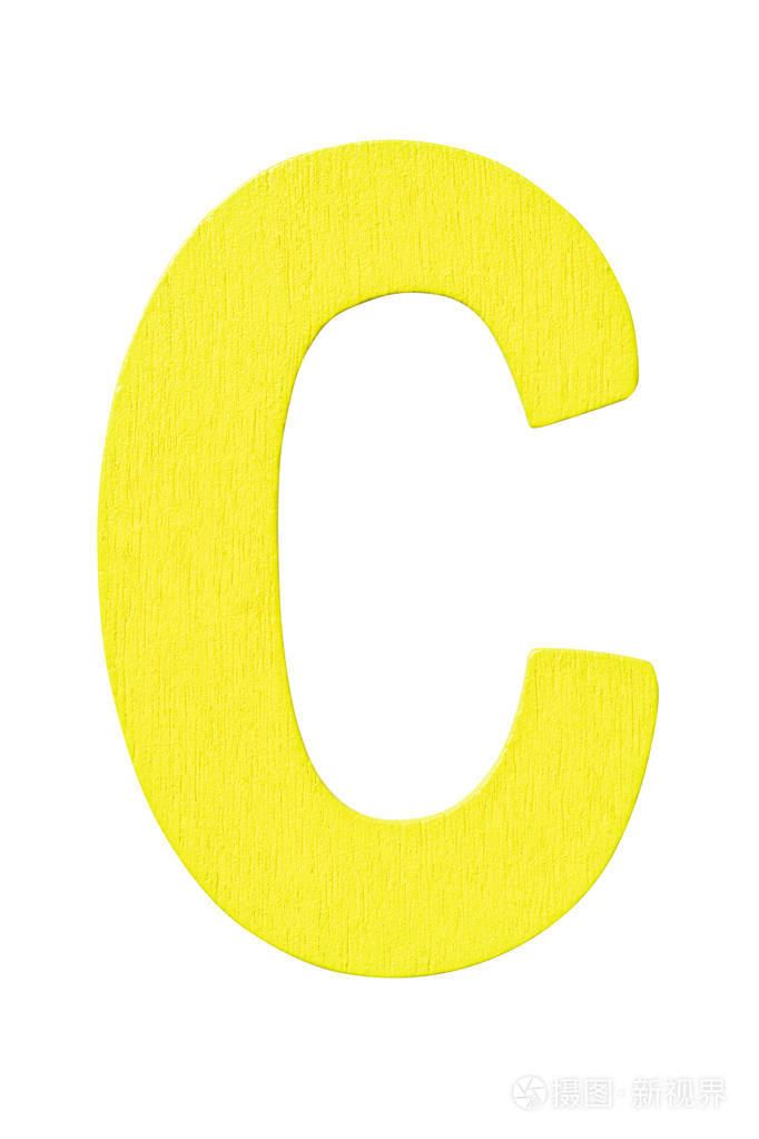 yellowwoodenalphabetcapitallettercisolatedonwhite