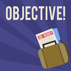 概念意指计划达到预期目标的公司任务公告文件夹,用于就业机会,放在