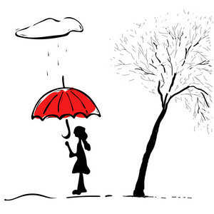 小孩撑伞图片-小孩撑伞素材-小孩撑伞插画-摄图新视界