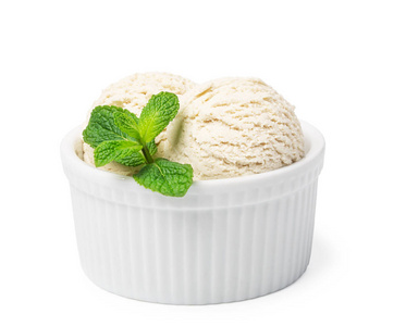 冰淇淋球冰淇淋球单个焦糖冰淇淋球或勺子甜蜜的早餐︰ 谷物球, 牛奶