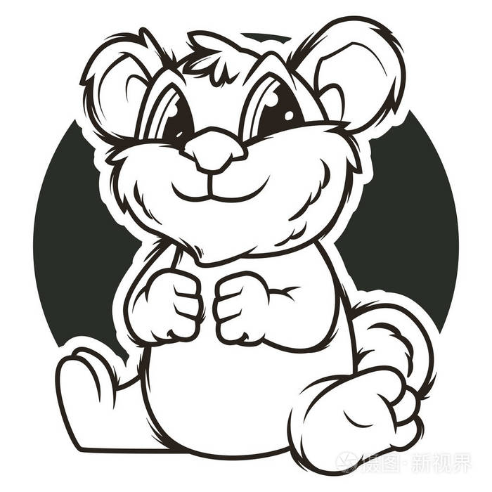 滑稽熊黑白矢量图