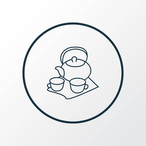 茶具图标线符号.优质独立陶瓷元素,时尚风格.照片