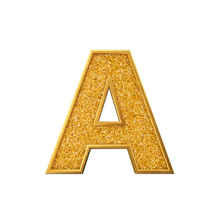 闪闪发光的金色大写字母.三维渲染照片