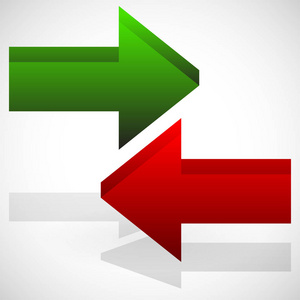 相反方向的箭头照片