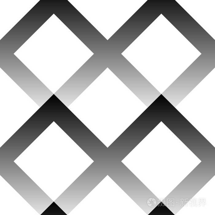 用渐变填充的正方形构成的无缝图案黑色和