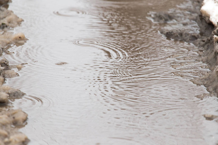 冬天雨水留下的水坑图片