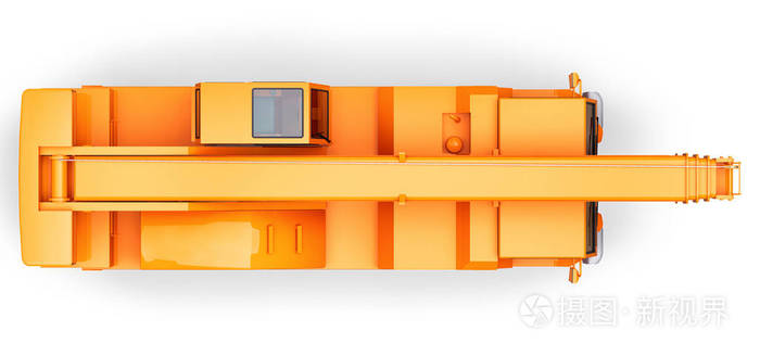 橙色移动式起重机。三维插图。3d渲染。