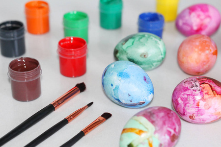 复活节彩蛋的特殊颜料.照片