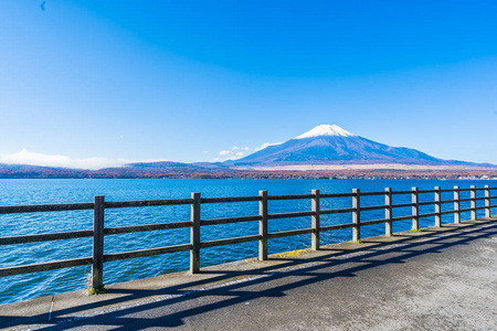 山中可湖富士山美景图片
