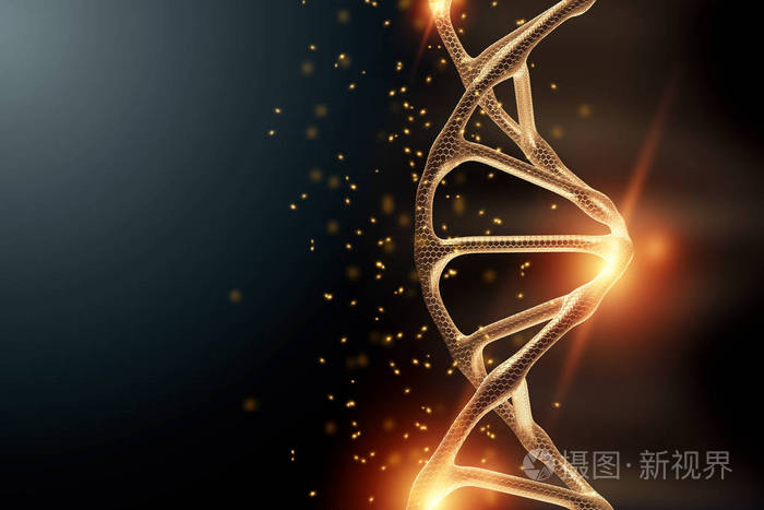 创作背景dna结构灰色背景上的金色dna分子紫外线三维渲染三维插图医学