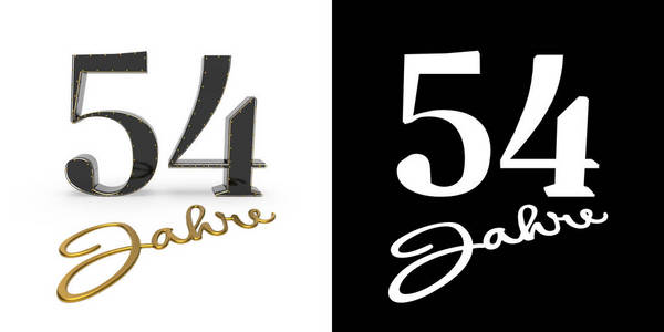 三维黄金数字德国黄金数字54年.三维渲染照片