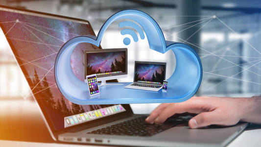 像智能手机,平板电脑或电脑这样的设备在云端显示照片