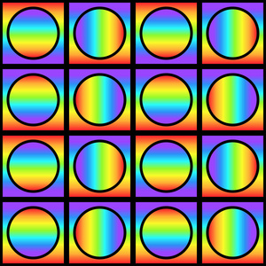 几何无缝图案与五彩渐变方圆,彩虹色抽象装饰,棱镜图形纹理.