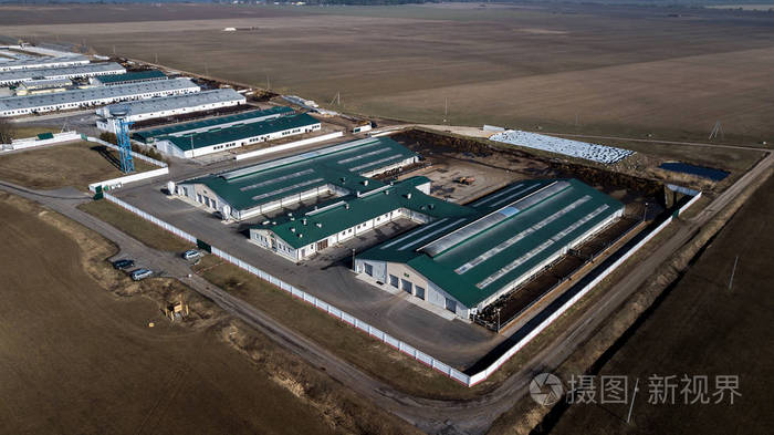 农业奶牛场俯视图航测