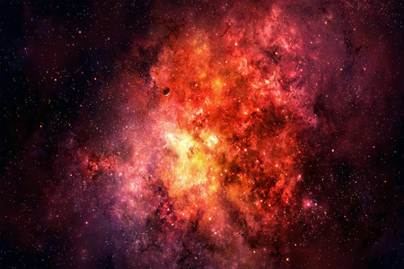 艺术抽象发光红星云星系艺术品图片