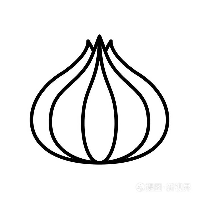 白色背景上孤立的卡通洋葱图标