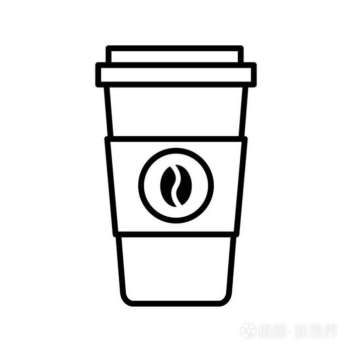 白色背景上孤立的卡通咖啡杯图标