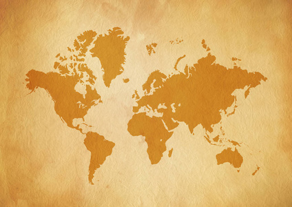 旧羊皮纸上的复古世界地图照片