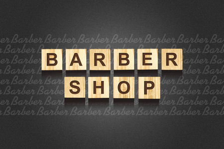 理发店,字写在木版上,临摹空间.美女和时尚背景.照片