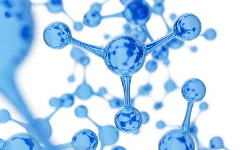 抽象水分子设计.原子.旗帜或传单的抽象水背景.科学或医学背景.