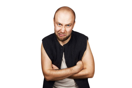 一个孤立的白色背景上的危险罪犯的概念肖像照片