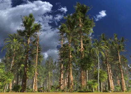 中生代森林三维插图照片