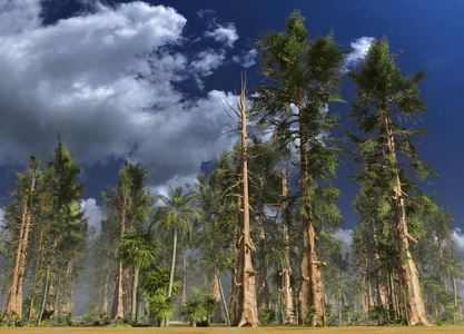 中生代森林三维插图照片