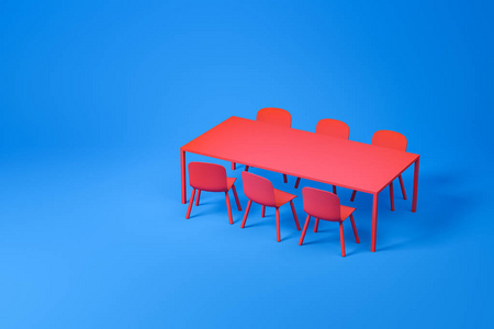 蓝色的红色餐厅家具图片
