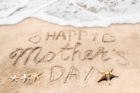 母亲节快乐海滩背景手写字母图片