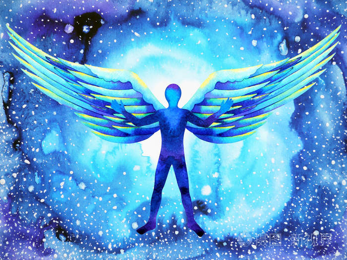 人天使翼心天力水彩画插图