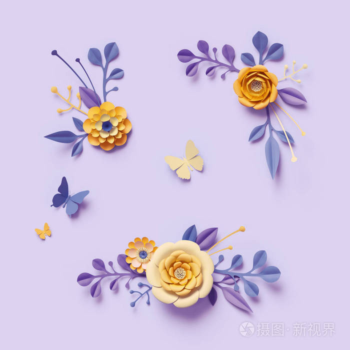 3d渲染 紫色背景上的黄色纸花 节日花束 剪贴画 植物布置 明亮的糖果色 独立的自然设计元素 装饰性装饰照片 正版商用图片2ic164 摄图新视界 3d渲染 紫色背景上的黄色纸花 节日花束 剪贴画 植物布置 明亮的糖果色 独立的自然设计元素 装饰性装饰照片 正版商用图片2ic164 摄图新视界