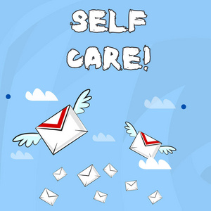 采取行动保护或改善自己的健康的做法彩色航空信信封和其中两个带翅膀