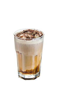 摩卡咖啡冰激凌白底冰激凌冷咖啡.照片