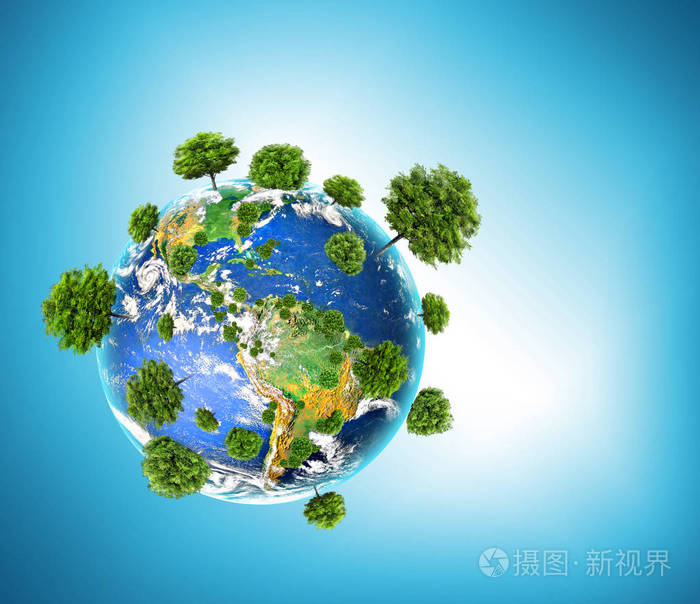 生态环境观与树木栽培地球地球的物理球体这张图片的元素由美国宇航局
