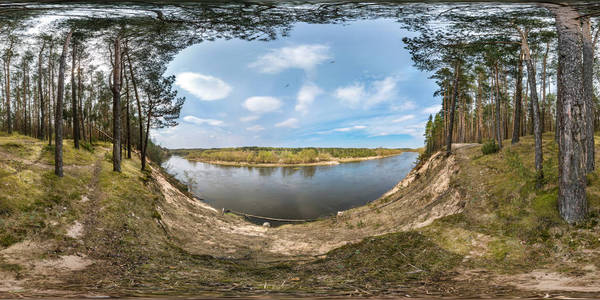 田园诗等全无缝球形全景图360度全方位全景图,在阳光明媚的夏日,在