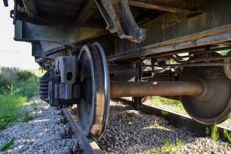铁路货车车轮特写.俄罗斯照片