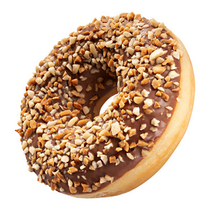 甜食概念与一个圆形巧克力甜甜圈蛋糕为您的设计和印刷照片