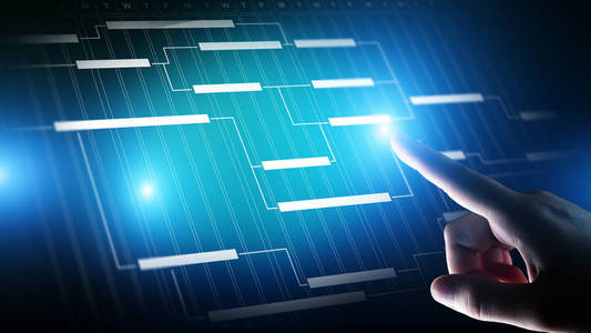 项目管理图,时间管理,虚拟屏幕上的业务和技术概念.照片