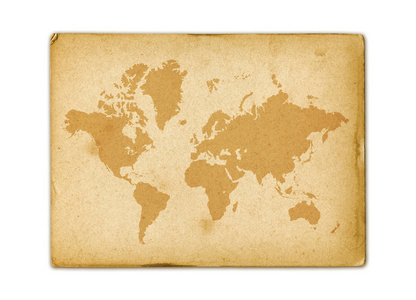 地图上欧洲亚洲旧羊皮纸上的复古世界地图照片