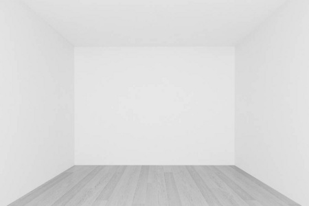 空房间,白墙木地板,3d室内照片