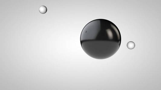 一个大球和两个小球的3d插图.天空中的球体,孤立在白色背景上.