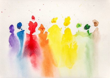 彩色水彩彩虹背景白底照片