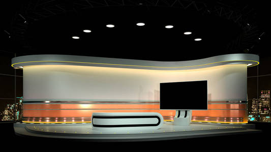 电视虚拟演播室背景三维渲染图片